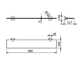 KLUDI - Vela S Polička, délka 60 cm, sklo/kartáčované zlato 25973N0
