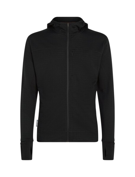 Pánská merino mikina ICEBREAKER Mens 300 RealFleece Descender LS Zip Hood, Black velikost: M