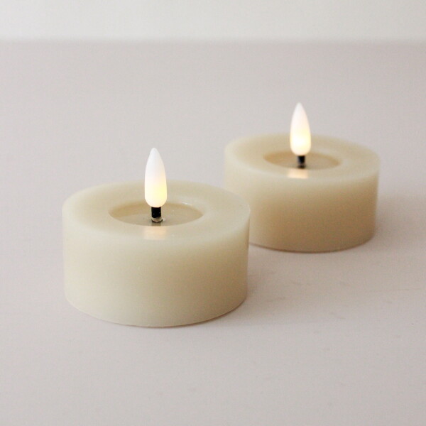 STAR TRADING Čajová LED svíčka Flamme Beige 7 cm – set 2 ks, béžová barva, plast, vosk