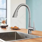 GROHE - Zedra Dřezová baterie s výsuvnou sprškou, supersteel 32294DC2