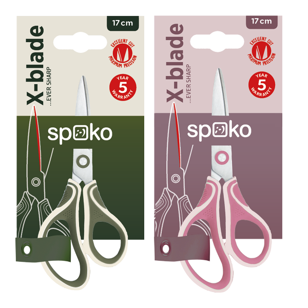 Spoko nůžky školní - X - blade, 17 cm, asymetrické, mix barev - 12ks