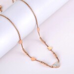 Ocelový náhrdelník se zirkony Diega - chirurgická ocel, srdce, Zlatá 40 cm + 5 cm (prodloužení)