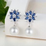 Náušnice s perlou a krystaly Swarovski Samantha, Modrá