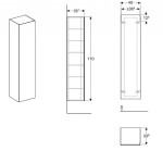 GEBERIT - Xeno 2 Skříňka vysoká 170x40 cm, zrcadlo uvnitř, šedá 500.503.43.1