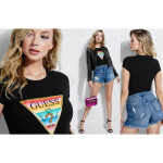 GUESS tričko Rainbow Logo Tee černé XS Černá