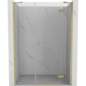 MEXEN/S - Mist-H sprchové dveře křídlové pravé 150, transparent, zlatá kartáčovaná 8A5-150-001-55-00-P