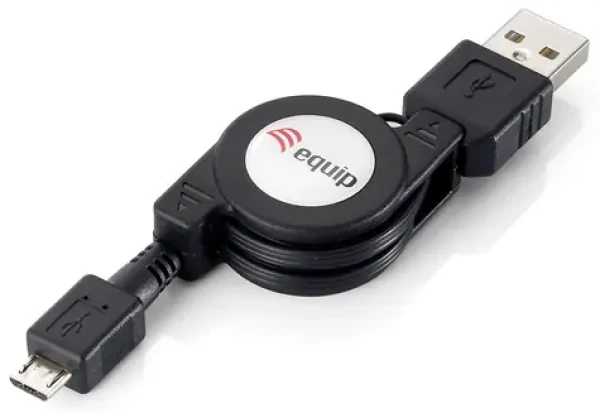Equip USB-A – Micro-USB B černý / Kabel / USB 2.0 / Vysouvací / 1 m (128595)