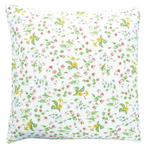 GREEN GATE Prošívaný povlak na polštář Karolina White 50 x 50 cm, zelená barva, multi barva, textil