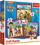 Trefl - Puzzle - Tlapková patrola: Veselí pejsci 3v1