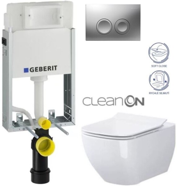 GEBERIT KOMBIFIXBasic vč. matného tlačítka DELTA 25 + WC CERSANIT VIRGO CLEANON + SEDÁTKO 110.100.00.1 21MA ME1