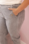 Dámské kalhoty s efektem usedlosti Plus Size s viskózou a gumou šedé UNI