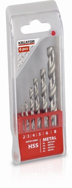 PowerPlus KRT012001 - 6 ks HSS Vrtáků do kovu 2-3-4-5-6-8 mm
