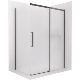 CERANO - Sprchový kout Lantono - pravá - 8 mm - Soft-Close - černá matná, mléčné sklo - 130x80 - posuvný CER-665464