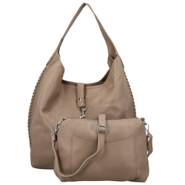 Trendy dámský koženkový set kabelek Lusiana, tmavě béžový