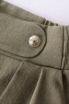 B252 Široké kalhoty ozdobnými knoflíky olivová barva EU