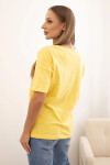 Dámská bavlněná blůza s výstřihem do V a potiskem LOVE žlutá UNI