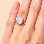 Royal Fashion prsten 14k zlato Vermeil GU-DR23090R-ROSEGOLD-MOONSTONE Velikost: 10 (EU: 61-63)