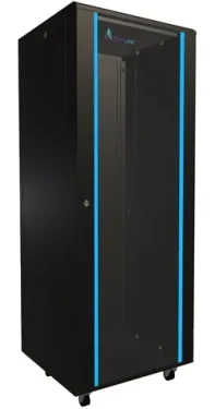 Extralink Rack 32U 600x600 černá / Stojanový rozvaděč / 19" / skleněné dveře / nosnost 600 kg (EX.14756)