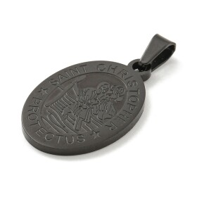 Přívěsek z nerezové oceli - placička se sv. Kryštofem - různé varianty - 27 x 18 x 2 mm - 1 ks Barva: Černá
