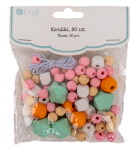 Korálky dřevěné 80ks + šňůrka - Pastel