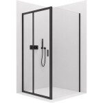 CERANO - Sprchový kout Varone LINE L/P - 6 mm - černá matná, transparentní sklo - 130x90x195 - posuvný CER-DY505B-90111