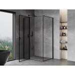 MEXEN/S - Mist T sprchový kout dveře křídlové levá 90 x 110, černý okraj, černá 8A4T-090-110-70-70-L