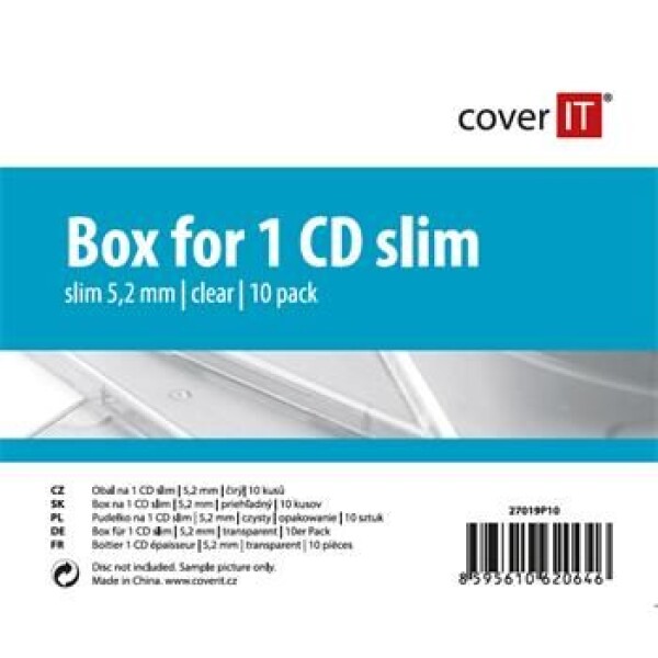 Cover It 1 CD 5,2mm slim box + tray čirý 10ks/bal 27019P10