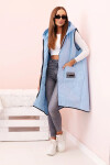 Dámská prošívaná vesta Plus Size s kapucí na zip modrá UNI