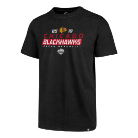Pánské tričko 47 Brand Club Tee NHL Chicago Blackhawks černé GS19 Velikost: S
