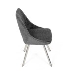 Židle jídelní, šedá látka, kovové nohy, broušená nerez.