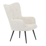 Křeslo "ušák", potah krémová látka, nohy černý kov