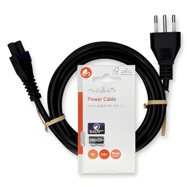 Nedis Napájecí kabel IEC-320-C5 Itálie zástrčka černá / Napájecí kabel / Přímý konektor / 2 m (CEGL11320BK20)