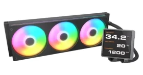 Cougar Poseidon Vistek Pro 360 černá / Vodní chladič CPU / IPS displej / ARGB / 3x 120mm / Intel AMD (CGR-PSDVPRGB-B-360)