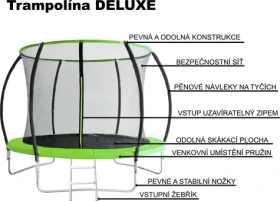 PIXINO Trampolína Deluxe 244 cm / s ochrannou sítí a žebříkem / nosnost 80 kg (5013)