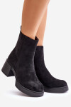 Eko semišové dámské boty na podpatku zateplené černé Meriluna 40