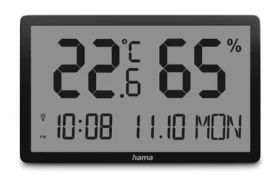 Hama Lombok digitální teploměr vlhkoměr černá / vnitří použití / DCF hodiny / 2x AA (222232)