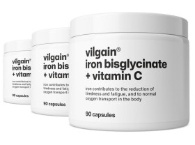 Vilgain Železo bisglycinát + Vitamin C – 3× 90 kapslí