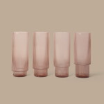 Ferm Living Vysoké sklenice Ripple Blush 300 ml – set 4 ks, růžová barva, sklo