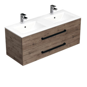 Koupelnová skříňka s černou úchytkou a umyvadlem SAT Cube Way 120x53x46 cm dub Wellington mat CUBE46C1202DWMOD CUBE46C1202DWMOD