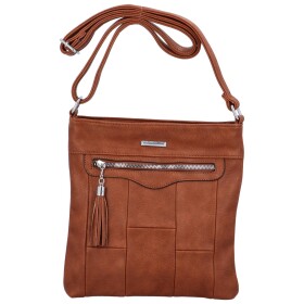 Příjemná dámská koženková crossbody s výraznou ozdobou Alice, koňaková