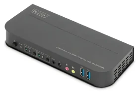 Digitus KVM přepínač 2-port HDMI 4K / KVM přepínač / 4K 60Hz / USB / kovové tělo / dálkové ovládání (DS-12874)