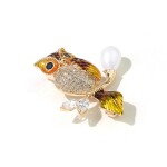 Exkluzivní brož Swarovski Elements Sabina - sova, Zlatá