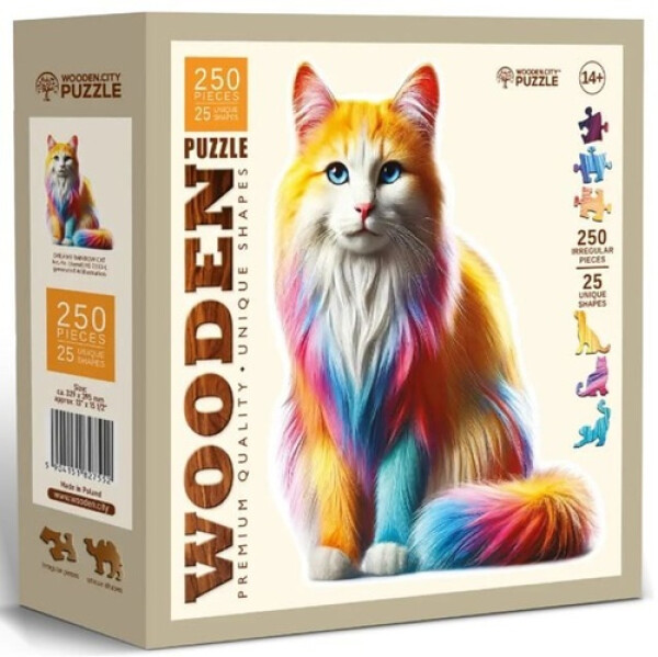 Dřevěné puzzle Duhová kočka 250 dílků