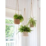 Garden Trading Závěsný jutový obal na květináč Wide Tapered Pot, přírodní barva, proutí