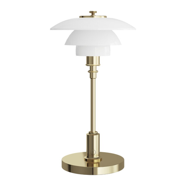 Louis Poulsen Přenosná lampa PH 1/1 Portable Brass, zlatá barva, sklo, kov