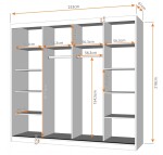 Šatní skříň Multi 35 Barva korpusu: Dub - sonoma, Rozměry: 203 cm, Dveře: Bílý lesk + zrcadlo