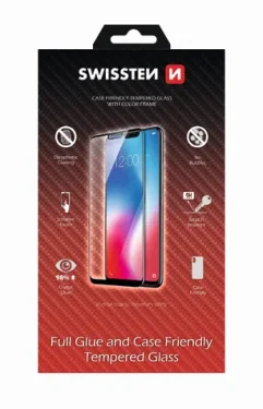 SWISSTEN FULL GLUE COLOR FRAME CASE FRIENDLY sklo pro SAMSUNG J600 GALAXY J6 2018 černá (54501745)