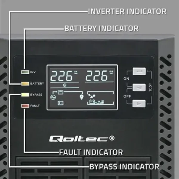 Qoltec 52281 / UPS / On-line / 2000VA / 2000 W / LCD / USB (52281)