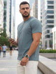Pánské bavlněné tričko basic petrol FashionStreet RX5678 L