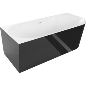 MEXEN/S - Mia volně stojící rohová vana levá 160 x 80, bílá/černá, sifon a přepad bílá 52691608075L-20